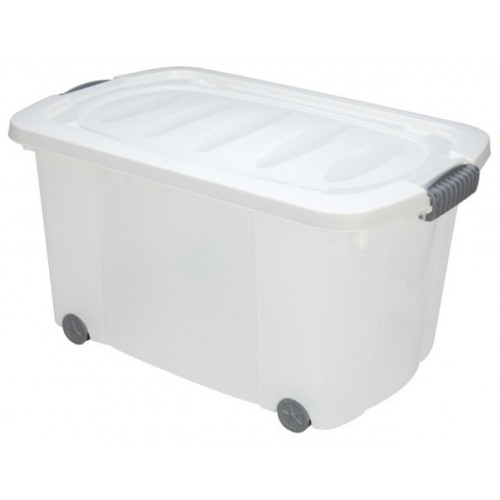 KAISERHOFF Úložný box pojízdný s klip víkem 45 l plastový 60x40x32 cm cm bílý KO-Y54980690