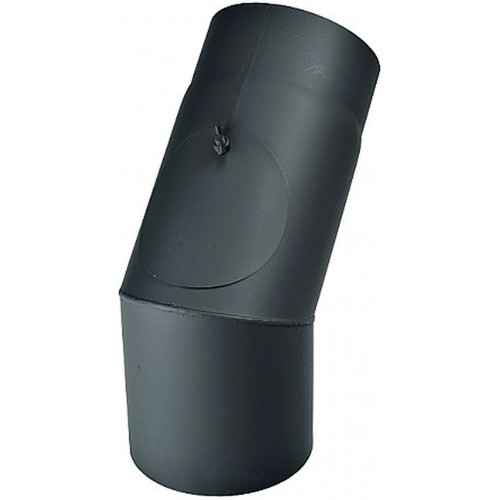 Koleno kouřovodu s čistícím otvorem 120mm 45° (2) černé Koleno kouřovodu s čistícím otvorem 120mm 45° (2) černé