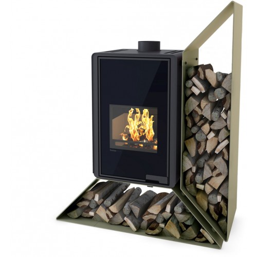 HS FLAMINGO DELUXE ® KAMPA Krbová kamna 9kW, pravá, olivová HSF42-017