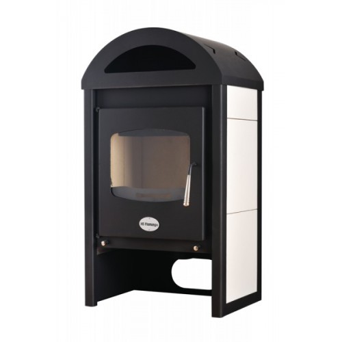 HSFLAMINGO Krbová kamna MELAND 9kw, šedá/antracit, dlažba Bianco s pérkem