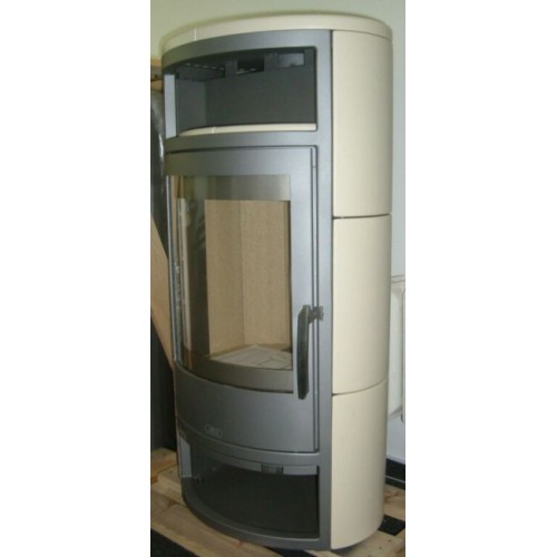 ABX Polar 4654-6-III krbová kamna na dřevo, šedé + kachle Champagne NEMÁ BOČNÍ KACHLE