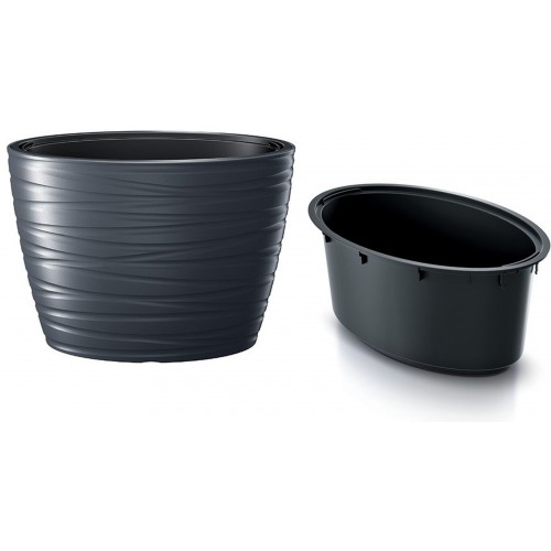 Prosperplast MAZE Květináč oválný s vkladem 58,5cm, antracit DBMZE600