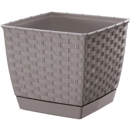 Prosperplast RATOLLA SQUARE Květináč s miskou 22cm, 6l, mocca DRLK220