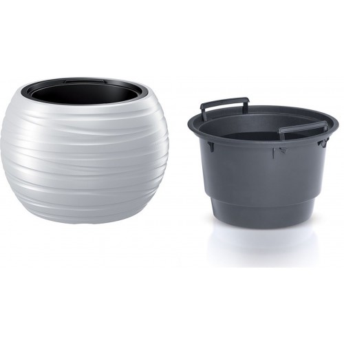 Prosperplast MAZE Květináč kulatý s vkladem 43,6cm, bílá DBMZK440