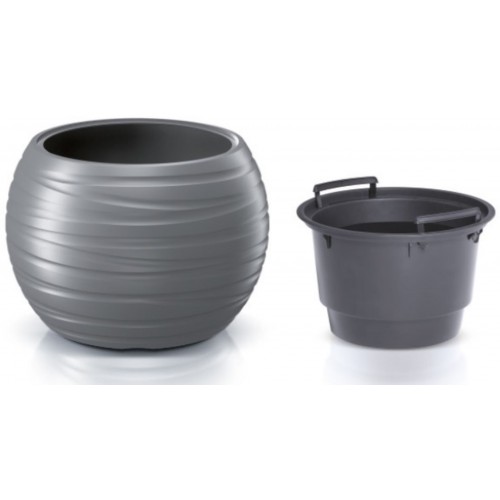 Prosperplast MAZE Květináč kulatý s vkladem 39,6cm, šedý kámen DBMZK400