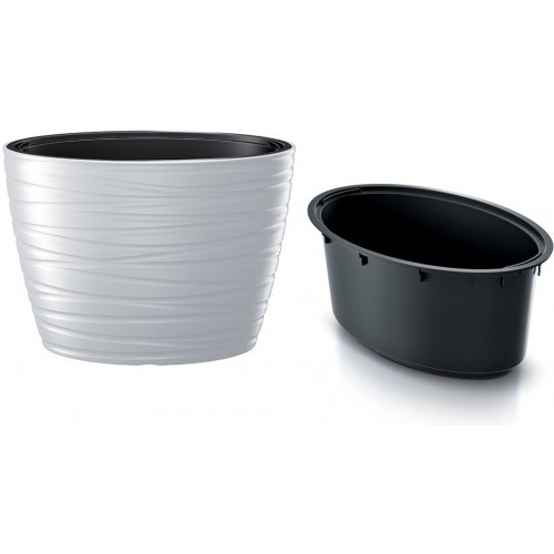 Prosperplast MAZE Květináč oválný s vkladem 58,5cm, bílá DBMZE600