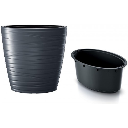 Prosperplast MAZE Květináč oválný vysoký s vkladem 58,5cm, antracit DPMZE600