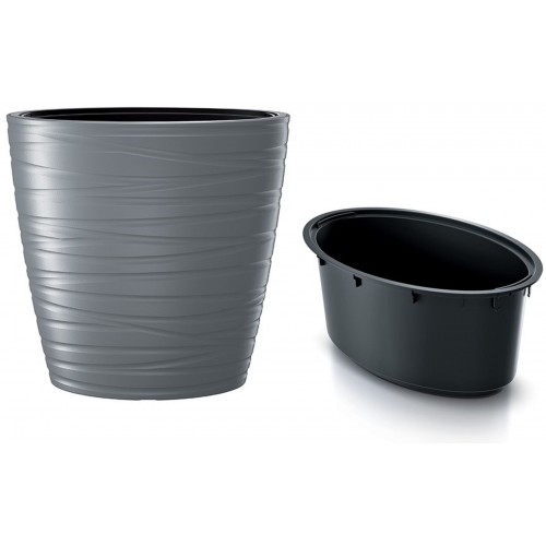 Prosperplast MAZE Květináč oválný vysoký s vkladem 58,5cm, šedý kámen DPMZE600