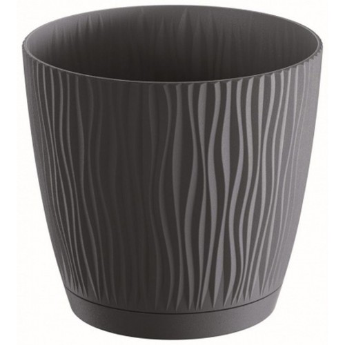PROSPERPLAST SANDY P Květináč s miskou 16,8 cm, antracit DSY170P
