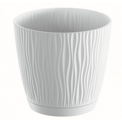 PROSPERPLAST SANDY P Květináč s miskou 10,8 cm, bílá DSY110P