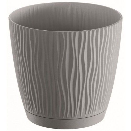 PROSPERPLAST SANDY P Květináč s miskou 14,9 cm, šedý kámen DSY150P