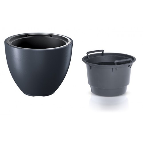 Prosperplast HEOS Květináč s vkladem 29,8cm, antracit DBHEM300