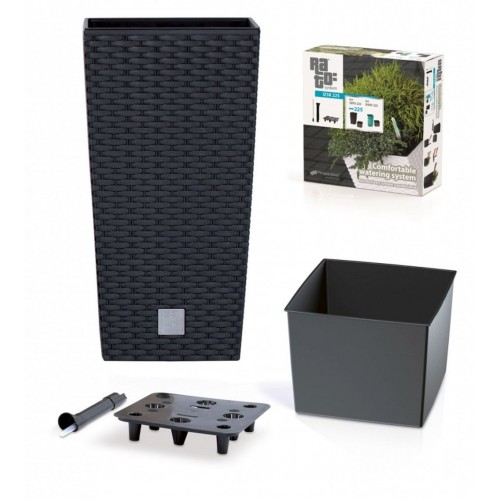 Květináč RATO SQUARE SET 32 cm samozavl. 21/49l, ratan antracit DRTS325S