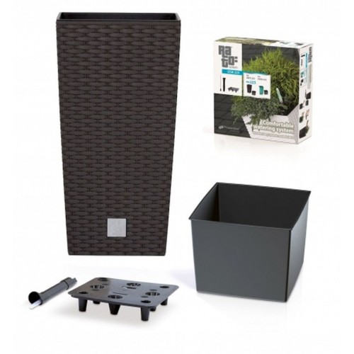 Květináč RATO SQUARE SET 26 cm samozavl. 11/26,6l, ratan hnědá DRTS265S