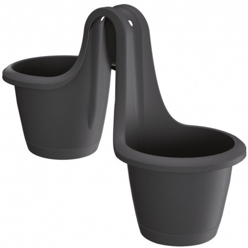 Prosperplast RESPANA TWINS Závěsný květináč duo 46,3 cm, antracit DRED200