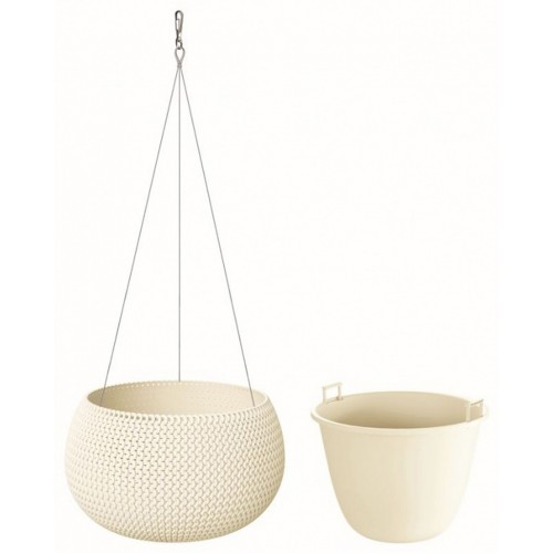 PROSPERPLAST SPLOFY Bowl WS závěsný květináč 37 cm, krémová DKSP370WS