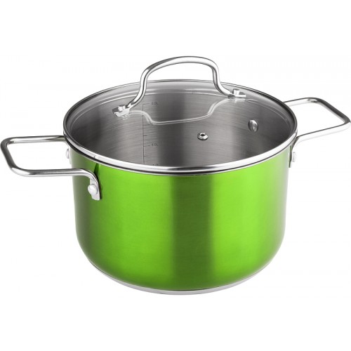 LAMART JOLI Nerezový hrnec LTSS2413G, 240 mm, 6,1 l, skleněná poklice, zelený, 42000349