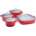 LAMART CERAMIC SADA Keramického nádobí K16202428 set, 8ks, červená, 42000551
