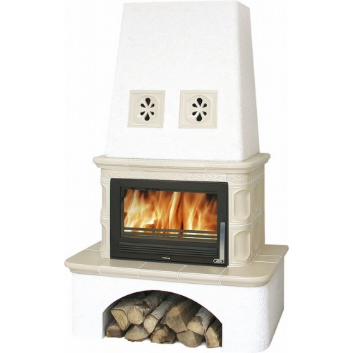 ABX Laponie TV výměník 7 kW, Kachlová kamna na dřevo s plech. vložkou, písková