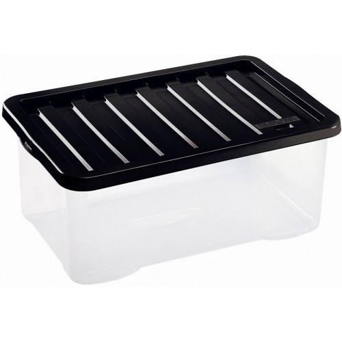 HEIDRUN Box úložný Quasar, 9 x 38 x 28,5 cm, 7 l, transparentní/černá 1626Q