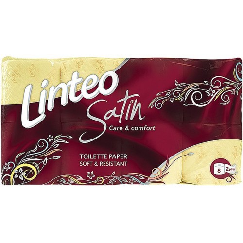 LINTEO SATIN Toaletní papír 8 rolí, růžový, 2-vrstvý 20627