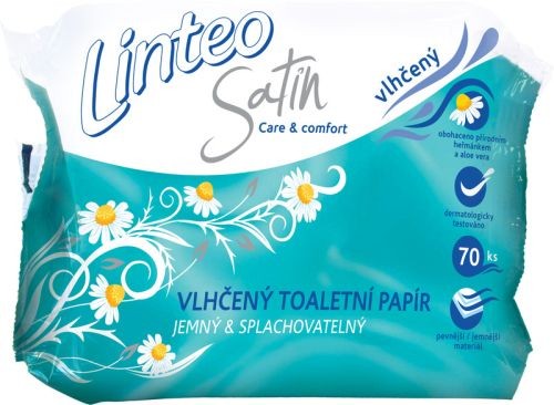 LINTEO SATIN Vlhčený toaletní papír s heřmánkem 70ks náplň, 1-vrstvý 20862
