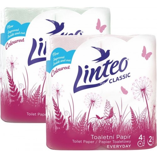 LINTEO Toaletní papír 4 role, růžový, 2-vrstvý 206570