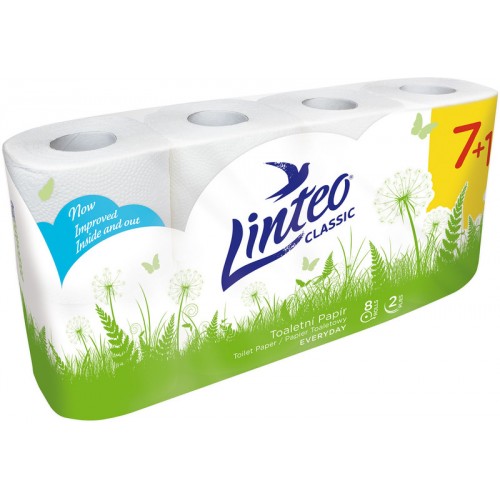 LINTEO Toaletní papír 8 rolí, bílý, 2-vrstvý 20710 LINTEO Toaletní papír 8 rolí, bílý, 2-vrstvý 20710