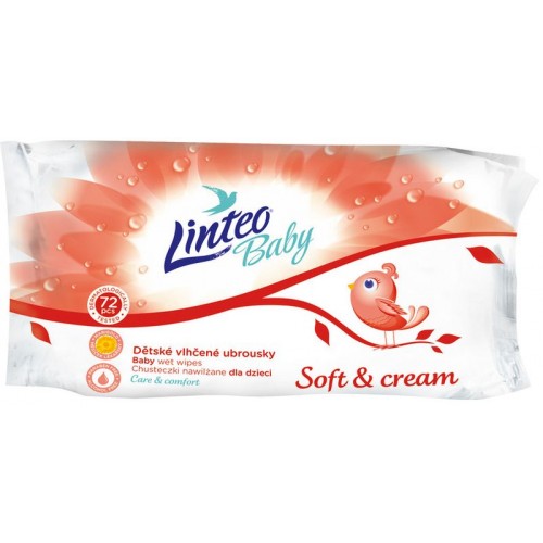 LINTEO BABY Vlhčené ubrousky Soft and Cream 72ks, 1-vrstvé 25751