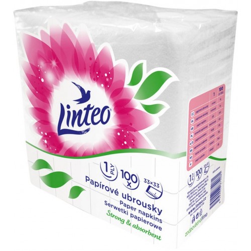 LINTEO Papírové ubrousky 33x33cm, bílé, 1-vrstvé 40191 LINTEO Papírové ubrousky 33x33cm, bílé, 1-vrstvé 40191