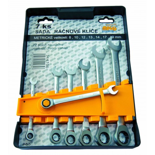 MAGG Profi sada 7ks ráčn. klíčů 8-19mm, 72 poloh 344700