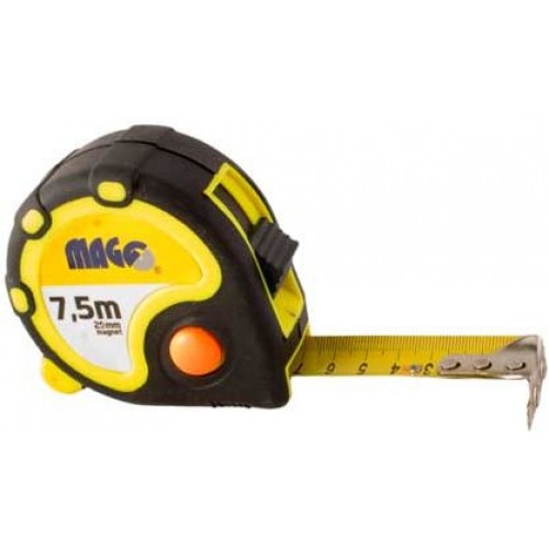 Svinovací metr 7,5 m x 25mm guma/plast, magnet LAND75
