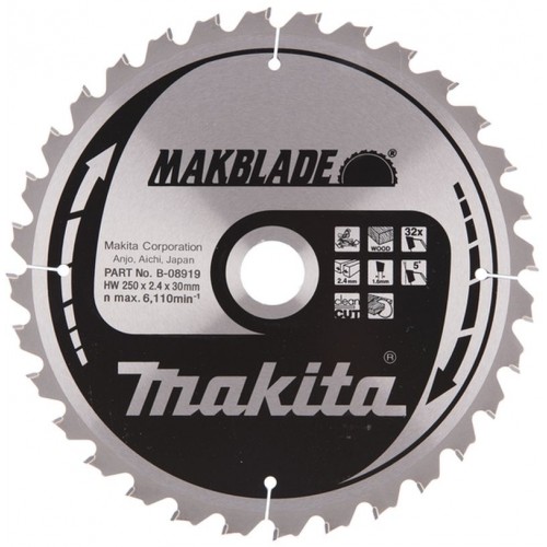MAKITA B-08919 pilový kotouč 250x30mm 32Z MAKITA B-08919 pilový kotouč 250x30mm 32Z