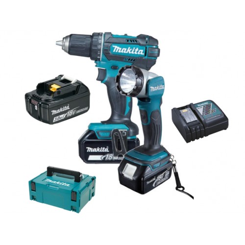 MAKITA DDF482RFJ1 Aku vrtací šroubovák se svítilnou 3x aku Li-ion 18V / 3,0 Ah, Makpac 2