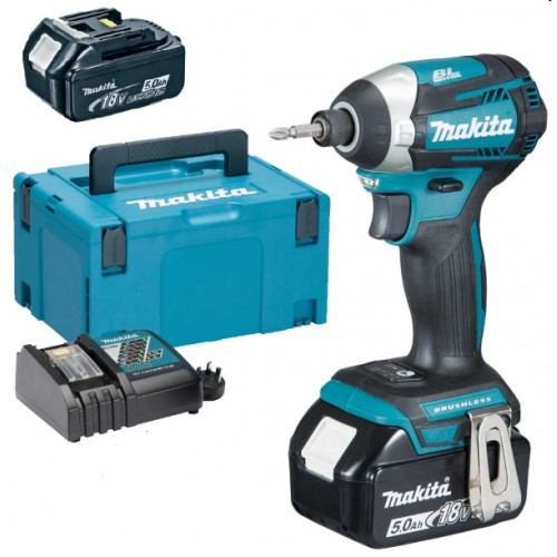 MAKITA DTD154RTJ Aku rázový utahovák 1/4" LI-ion (2x18V/5,0Ah) Makpac