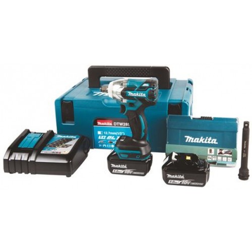 MAKITA DTW285RTJX Aku rázový utahovák Li-ion (2x18V/5,0Ah) + sada příslušenství 9ks, Makpac 2