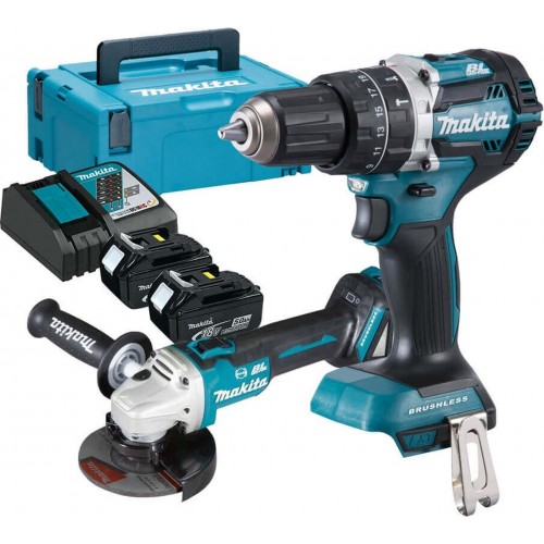 MAKITA DLX2272TJ Aku sada 18V, DHP484Z+DGA513Z (2x5,0Ah/18V) Makpac 4