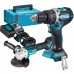 MAKITA DLX2272TJ Aku sada 18V, DHP484Z+DGA513Z (2x5,0Ah/18V) Makpac 4