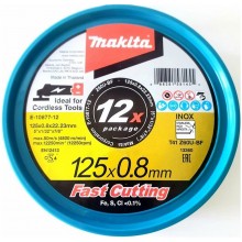 MAKITA E-22953-12 Sada řezných kotoučů na nerez 125x0,8x22,23mm, v krabičce/12ks