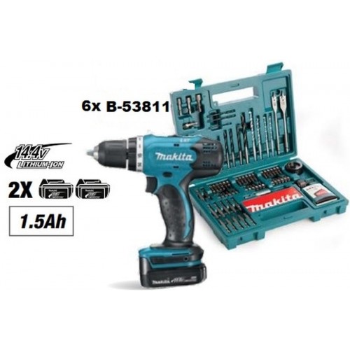 MAKITA HF2108-2 Aku set šroubovák DDF343SYE 14,4V + 6x set bitů (100ks) B-53811