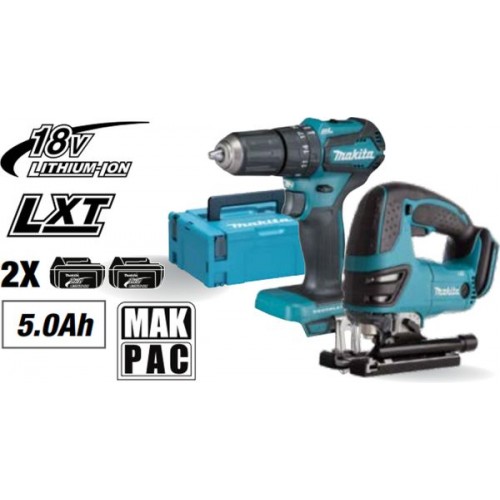 MAKITA HF2108-5 Aku příklepový šroubovák DHP483RTJ + přímočará pila DJV180Z