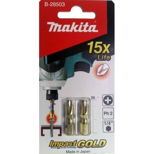 MAKITA B-28503 Impact Gold torzní bit speciál kov, PH2, 25mm, 2 ks/bal MAKITA B-28503 Impact Gold torzní bit speciál kov, PH2, 25mm, 2 ks/bal