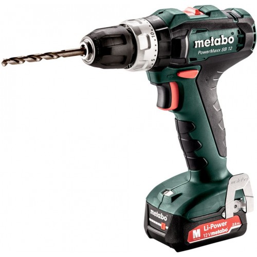 Metabo 601076500 POWERMAXX SB 12 Akum. příklepová vrtačka 12V 2x2Ah Li-Ion, MetaBOX