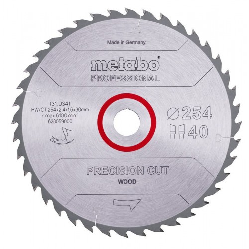 Metabo Precision Cut Wood Professional Pilový kotouč 254x30, Z40 WZ 20° 628059000