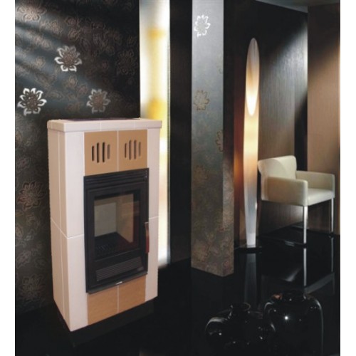 ABX Hispania L Kachlová kamna na dřevo s litinovou vložkou, milk/cofee