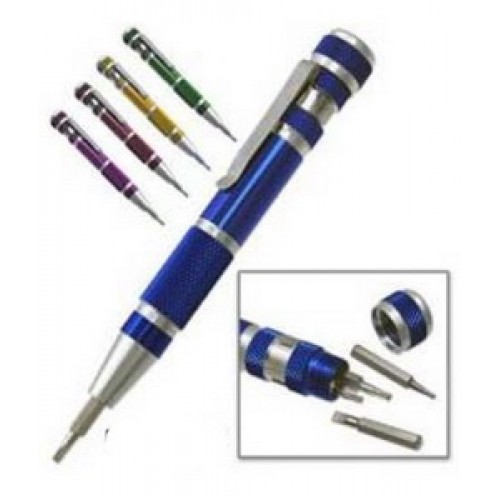 Mini šroubovák 9v1 s bity PH00,PH0,PH1,SL1/16",SL3/32",SL5/64",TORX6,7,8
