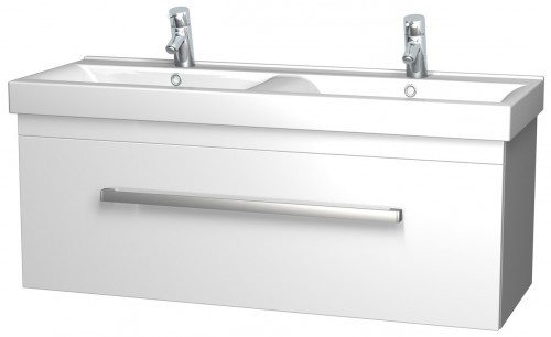 INTEDOOR MONA spodní koupelnová skříňka 115cm, s dvojumyvadlem, šedá lesk MO120/U506