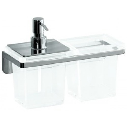 LAUFEN LB3 Držák na sklenici a dávkovač mýdla, 10x22cm, sklo/chrom, 3.8468.5.004.000.1 LAUFEN LB3 Držák na sklenici a dávkovač mýdla, 10x22cm, sklo/chrom, 3.8468.5.004.000.1