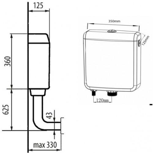 AQUALINE Splachovací nádržka, spodní napouštění, T1801 AQUALINE Splachovací nádržka, spodní napouštění, T1801