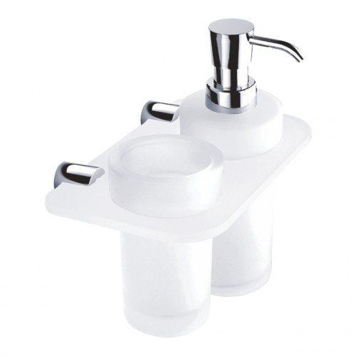 NIMCO BORMO dvojitý držák dávkovače a sklenky, chrom BR X3-5831W-26